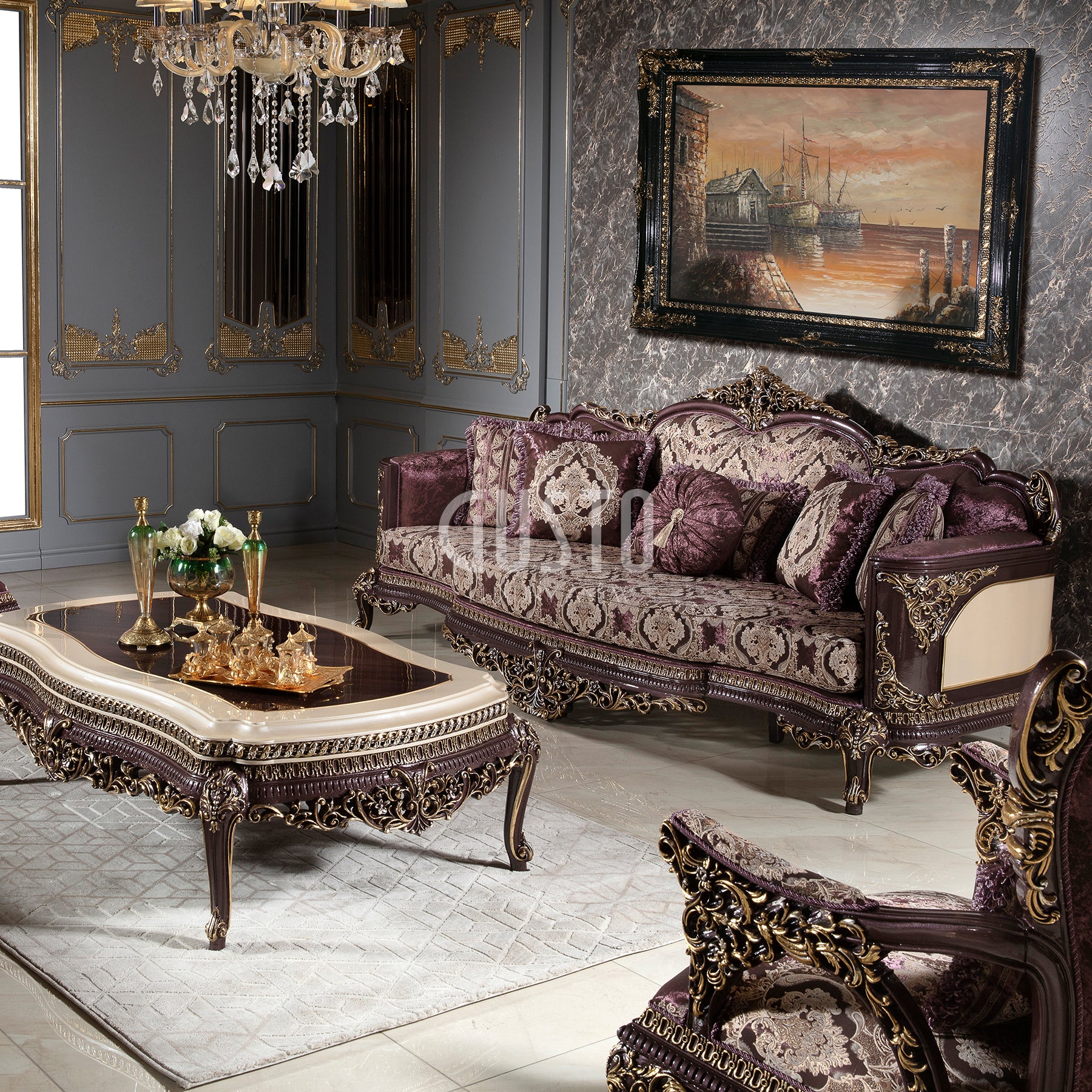 Versailles Royale Sofa Set – Classic Luxury with Ornate Detailing