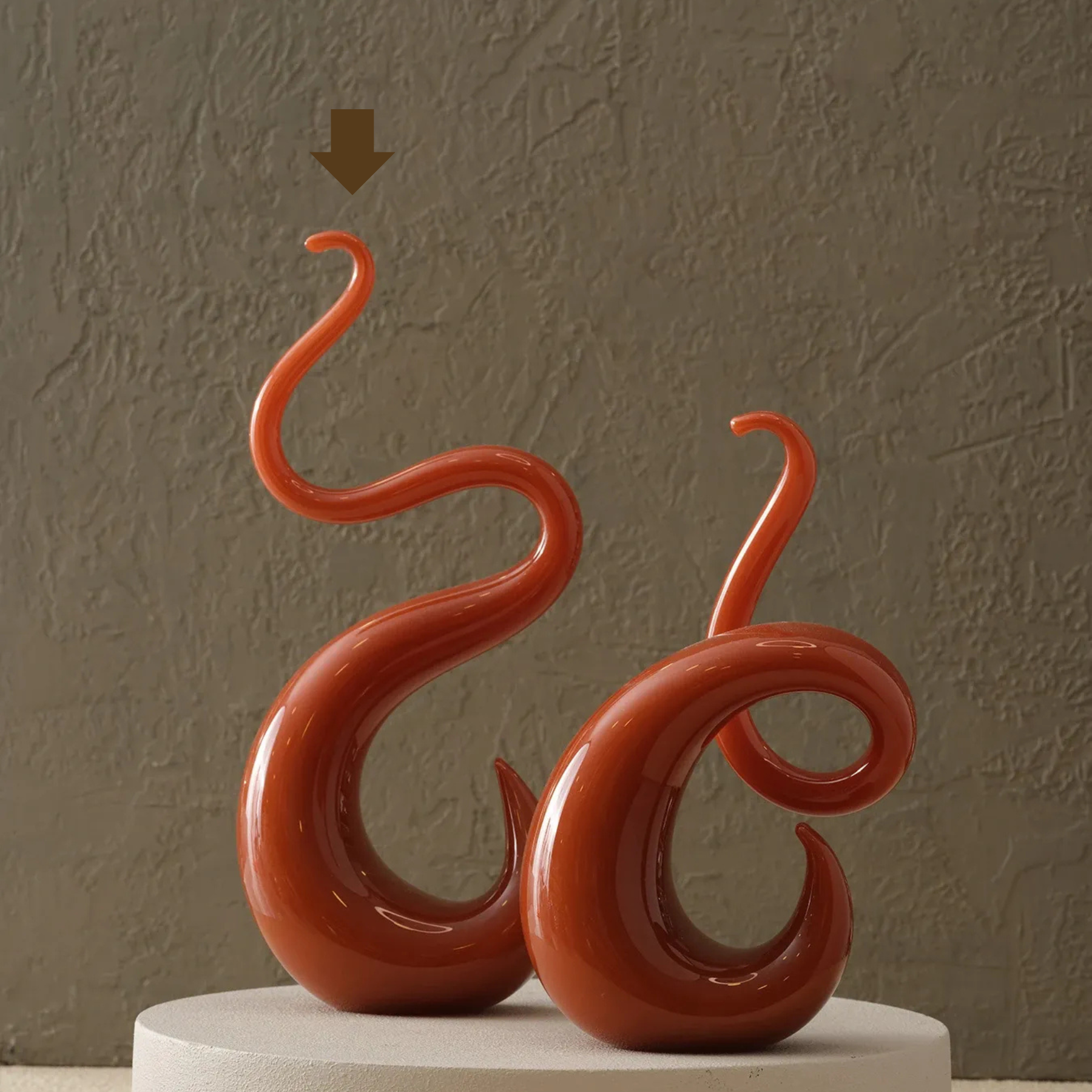 Murano Glass Hook Sculpture – Large (Cinnamon)