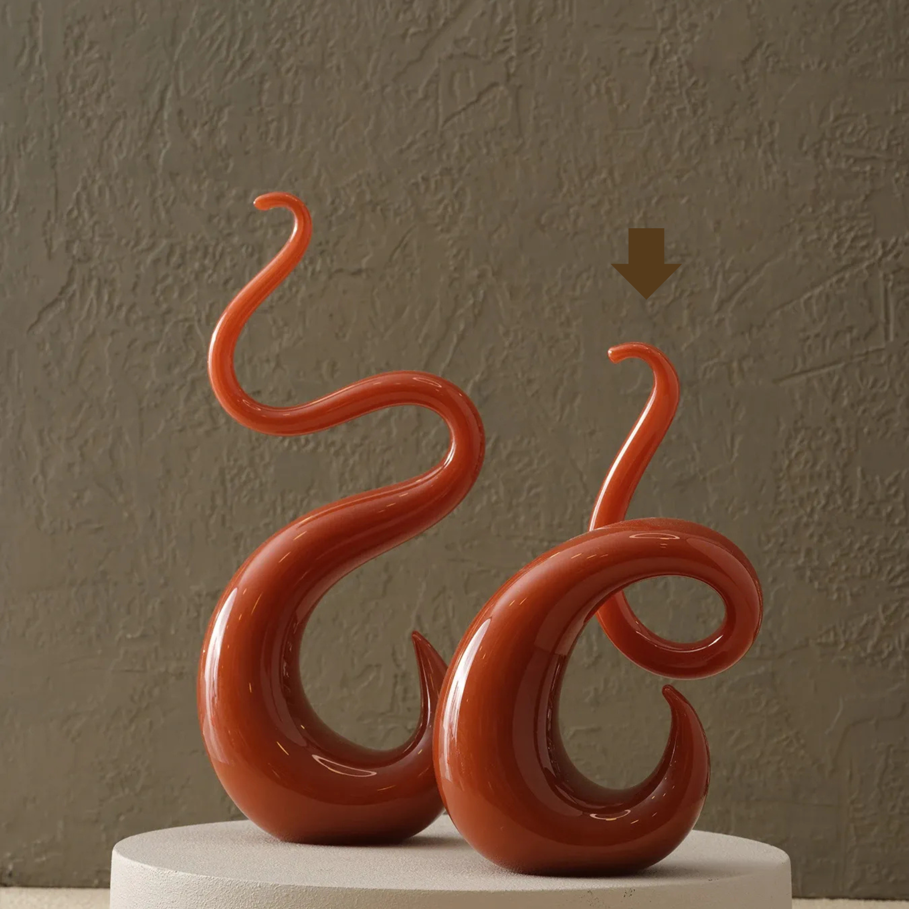Murano Glass Hook Sculpture – Medium (Cinnamon)
