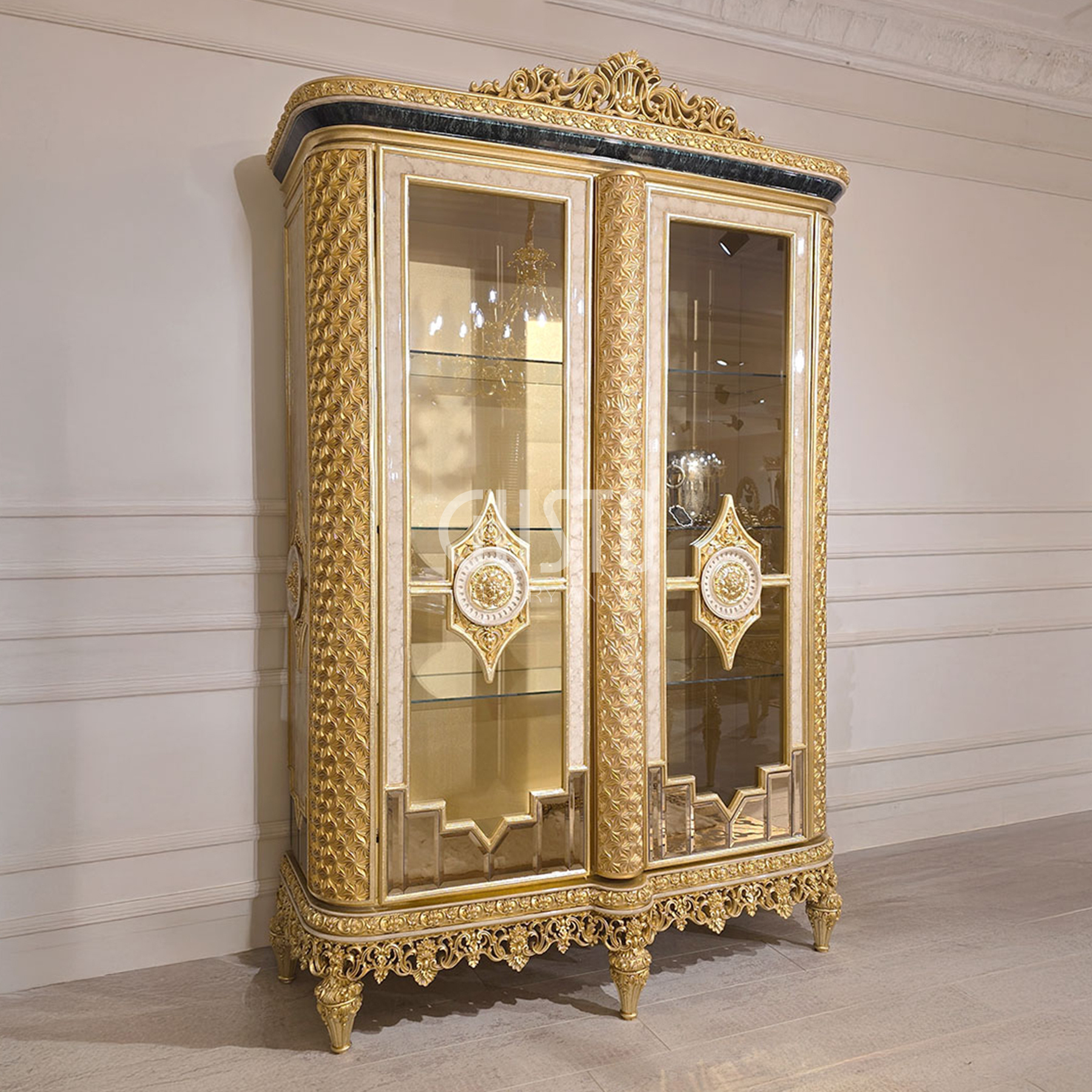 Valencia Display Cabinet – Art Deco Grandeur with Royal Detailing