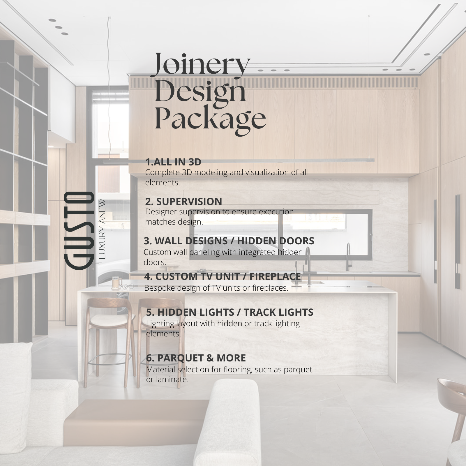 Joinery Design Package (Per Area)