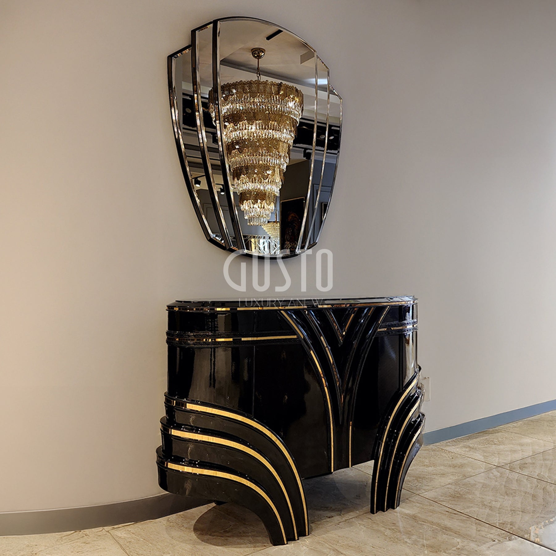 Bellissimo Noir Console & Mirror Set