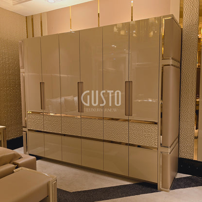 Capri Luxe Bedroom Set – Modern Serenity with Golden Elegance