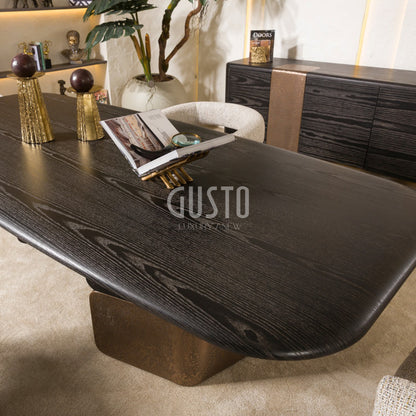 Arcadia Modern Dining Set with Sideboard – Wood & Fabric Elegance