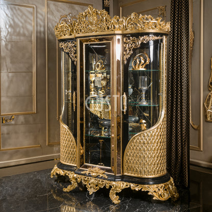 Regalia Noir Dining Set – Majestic Black & Gold Grandeur