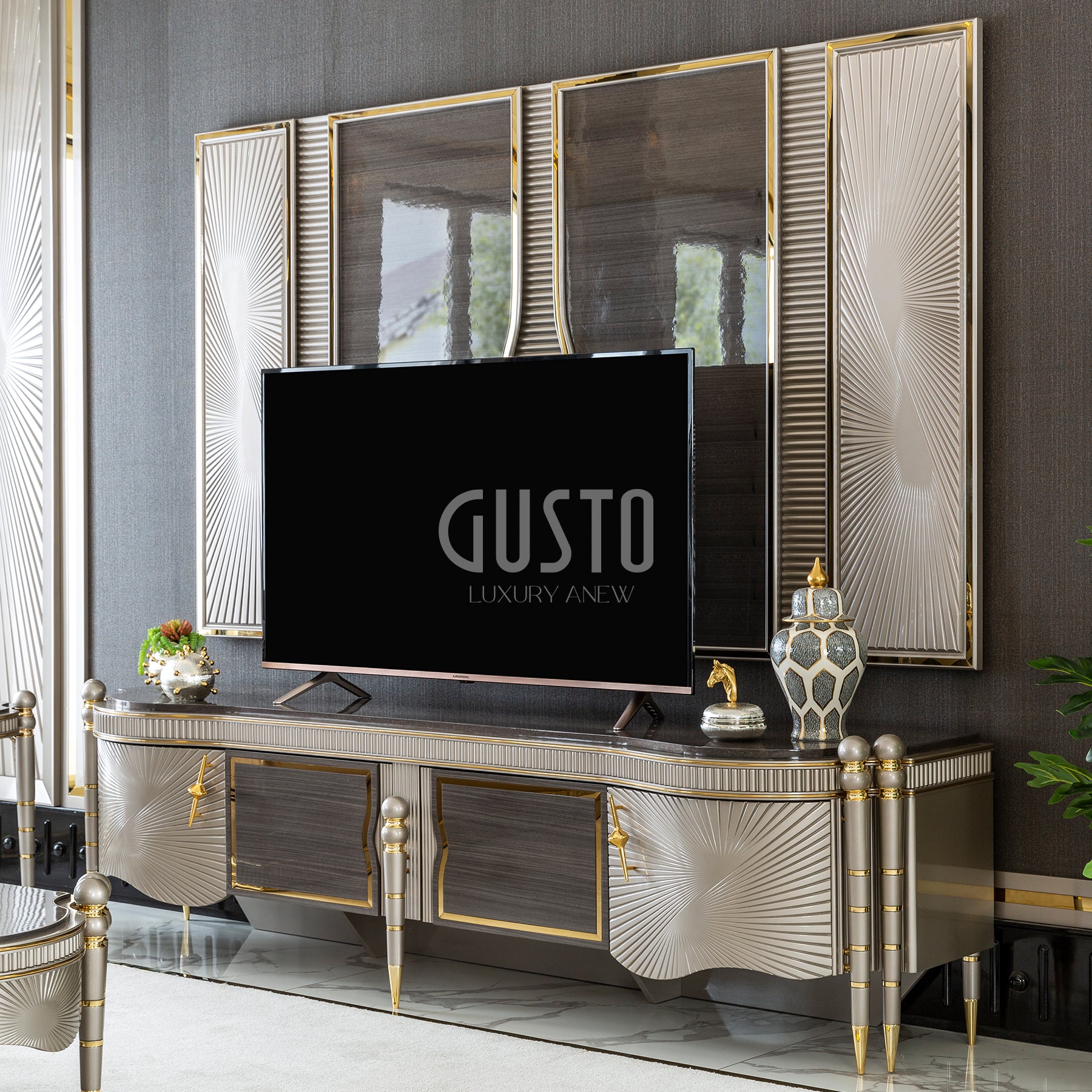 Regalia Luxe TV Unit with Wall Panel – Statement Entertainment Design
