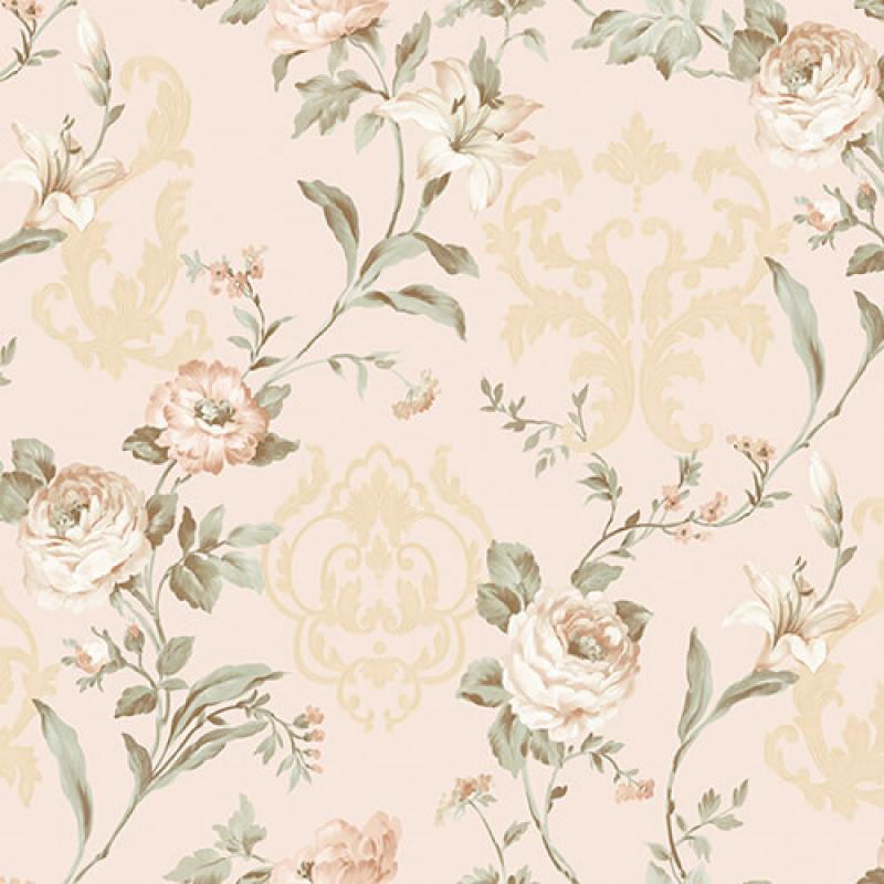 Gusto Wallpaper 7803 Serie | Floral damask with blooming roses ornament wallpaper