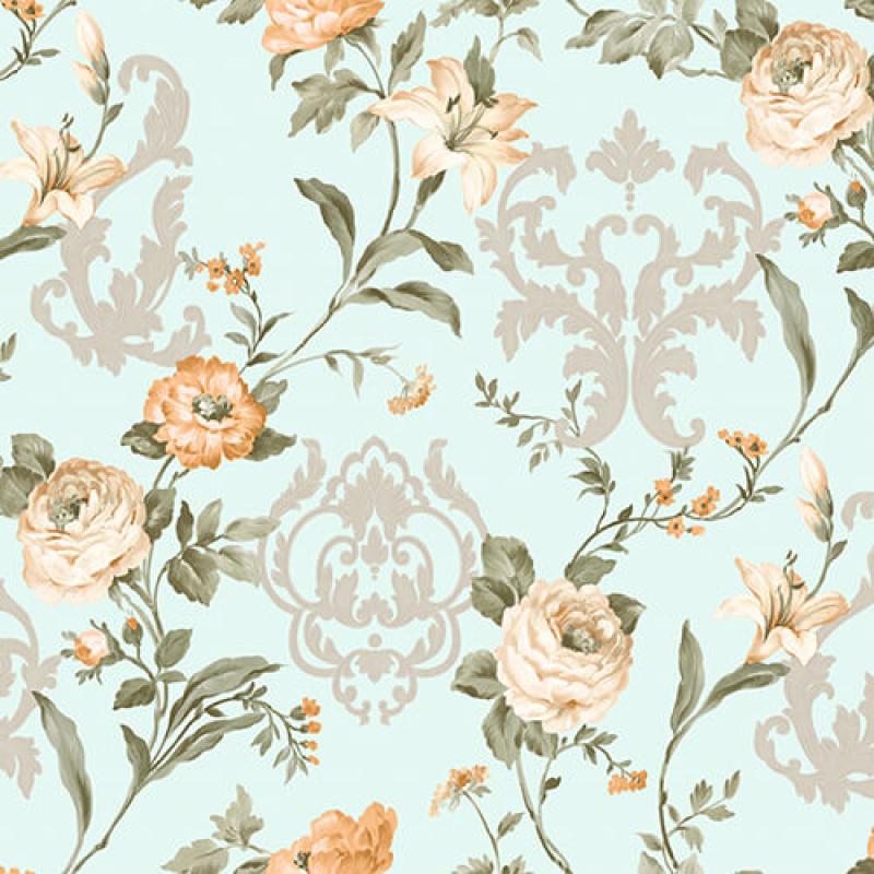 Gusto Wallpaper 7803 Serie | Floral damask with blooming roses ornament wallpaper