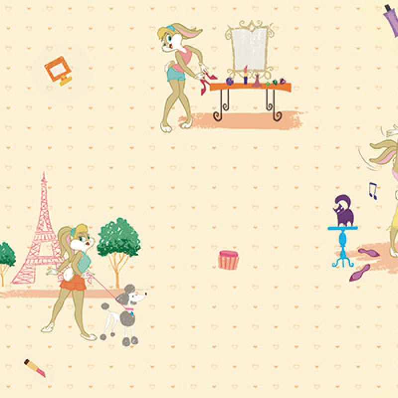 Gusto Wallpaper 8932 Serie | Wallpaper with Lola Bunny and Animals