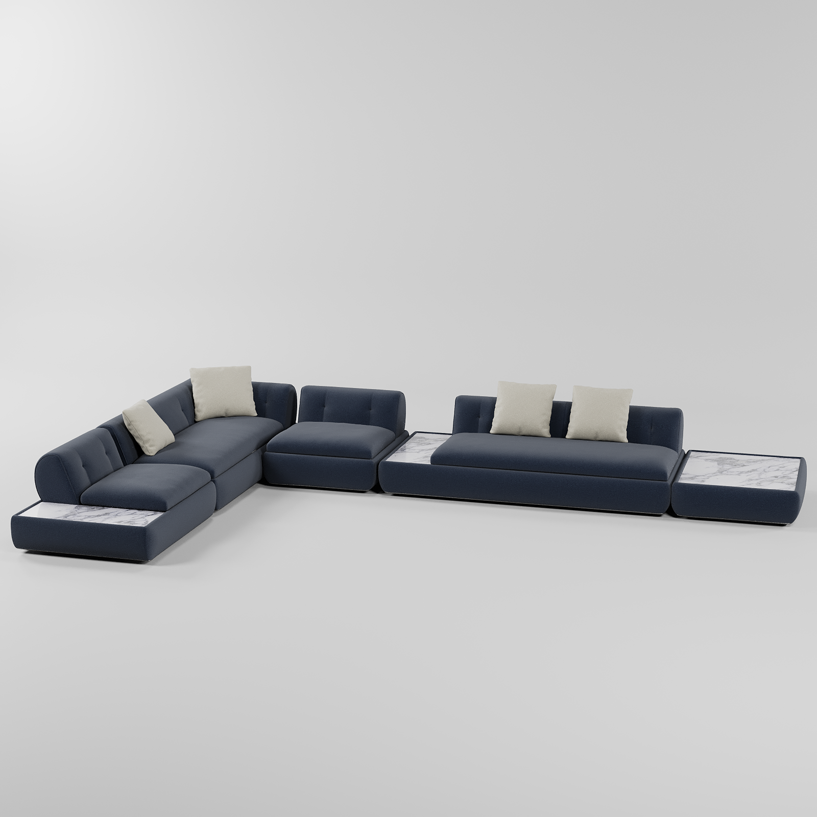 Vero L Shape Sofa Navy By Gusto