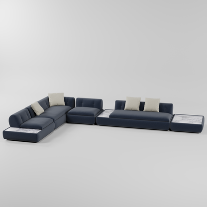 Vero L Shape Sofa Navy By Gusto