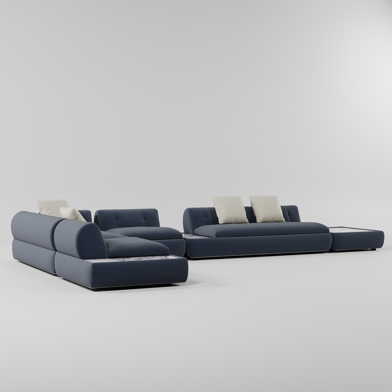 Vero L Shape Sofa Navy By Gusto