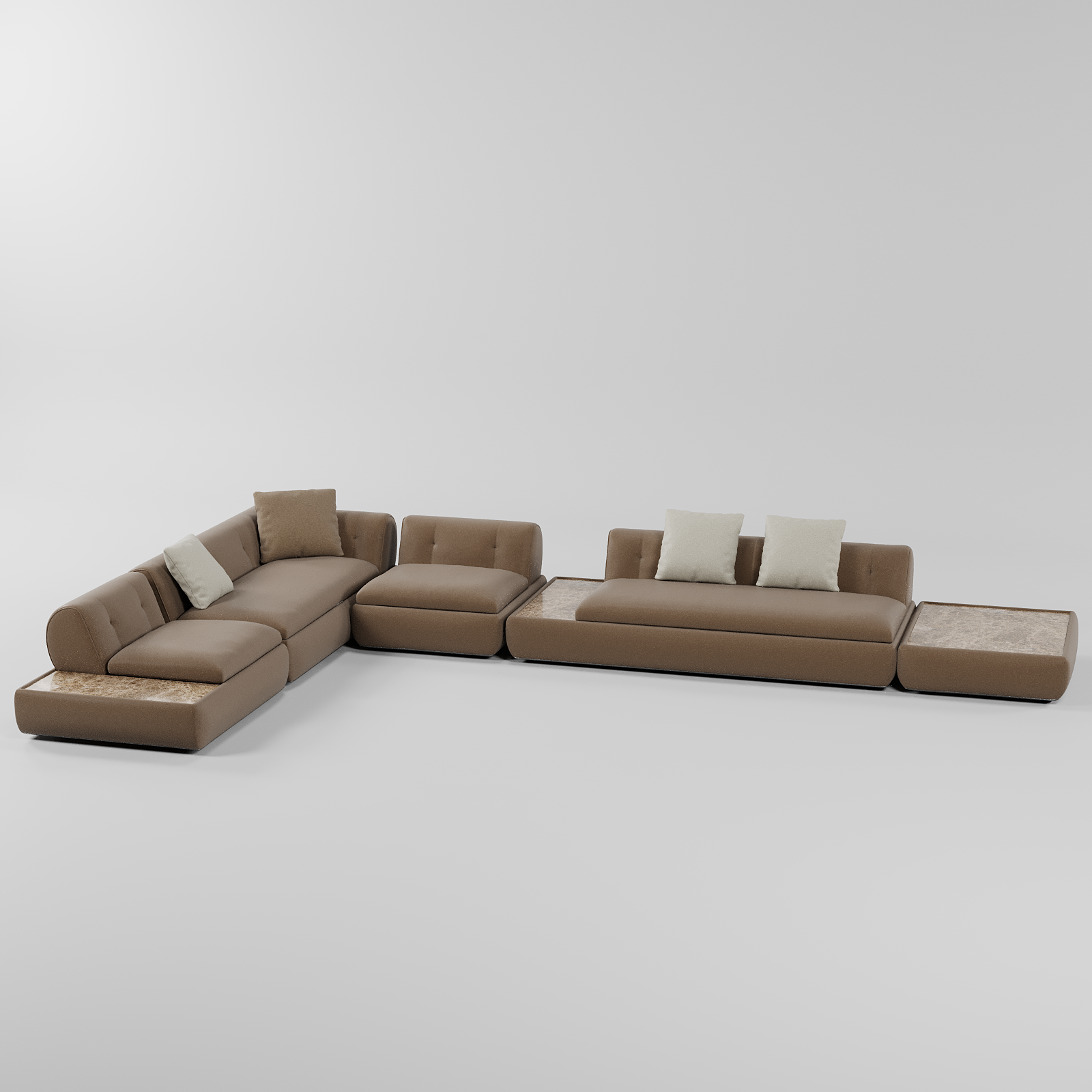 Vero L Shape Sofa Brown By Gusto