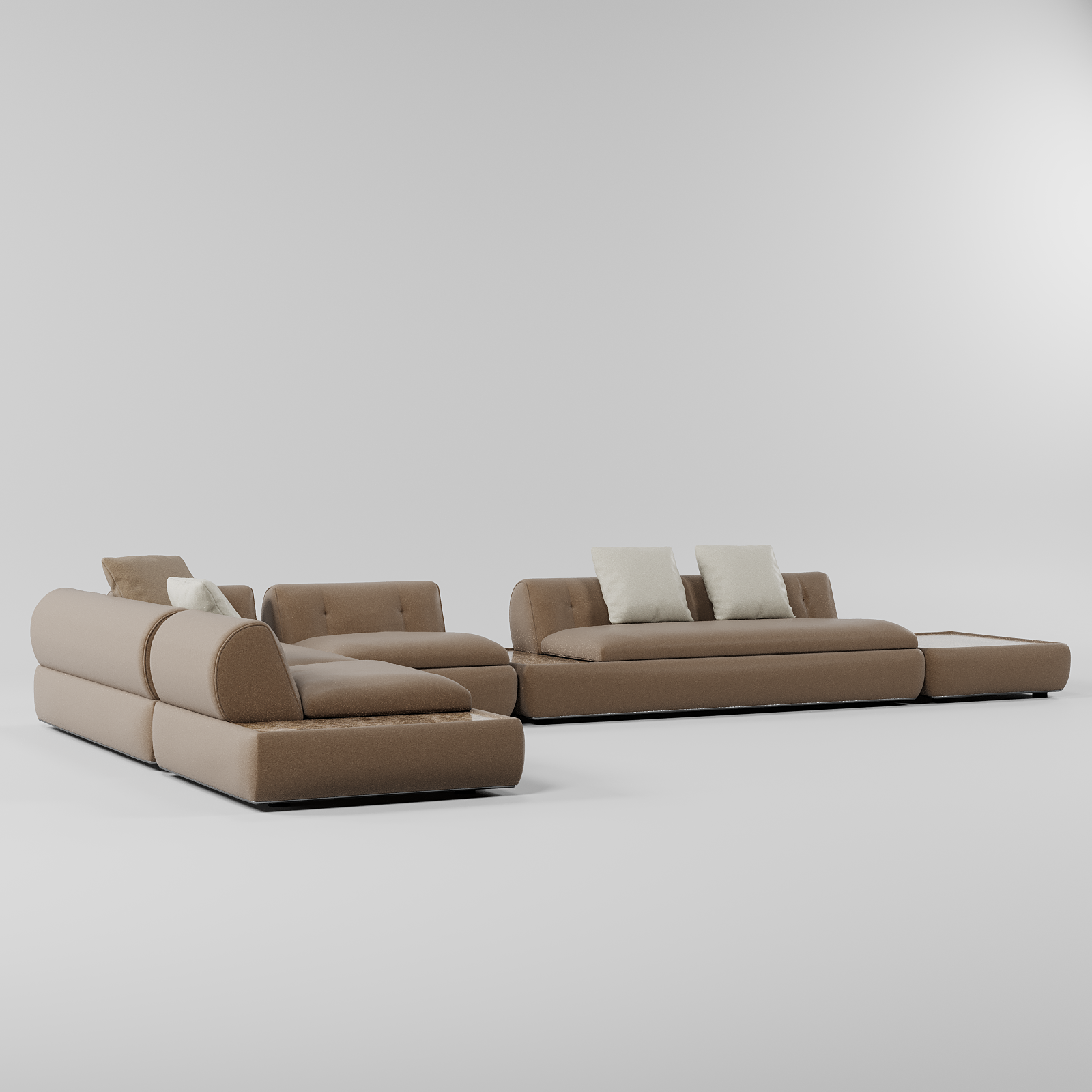 Vero L Shape Sofa Brown By Gusto