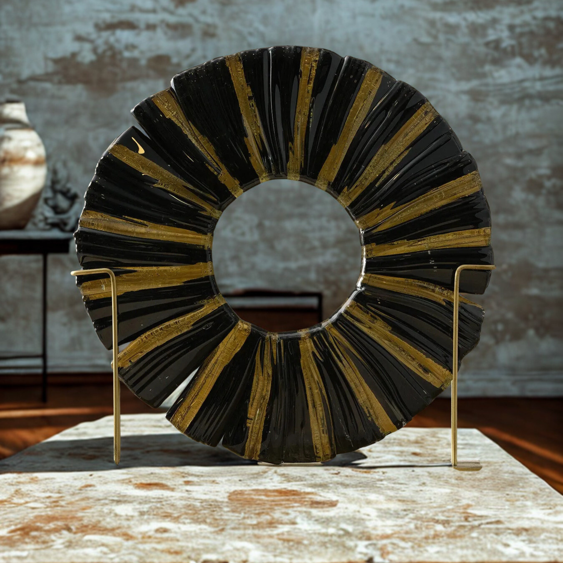 Obsidian Radiance Glass Sculpture – Standard (Black)