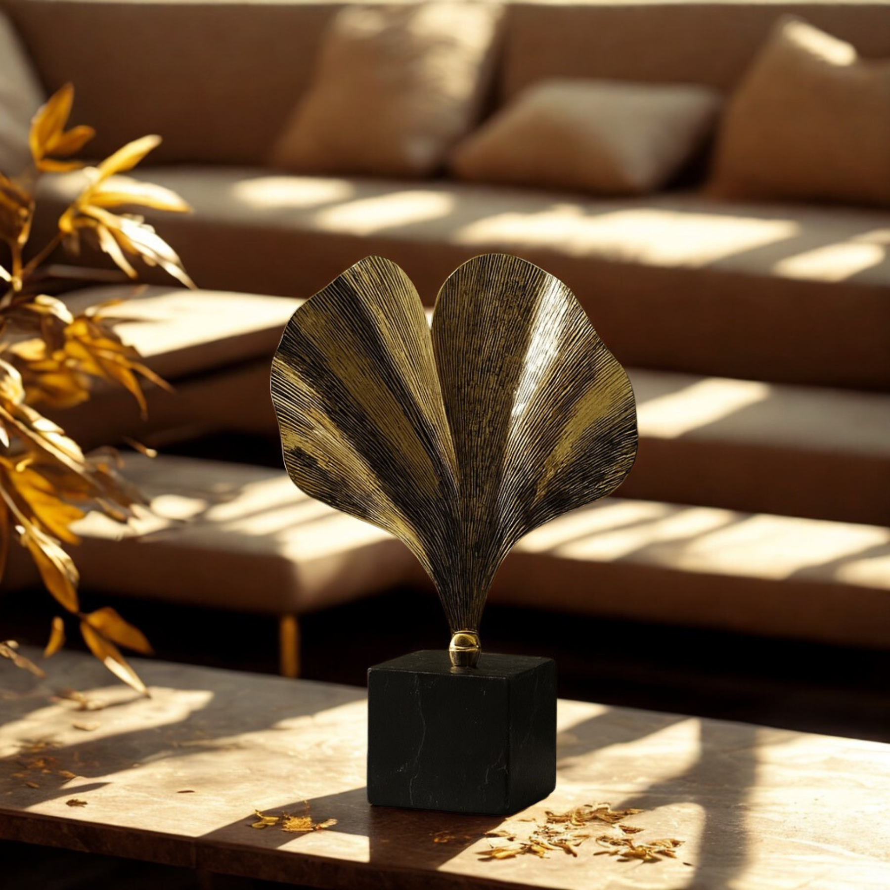 Golden Ginkgo Leaf Sculpture – Standard